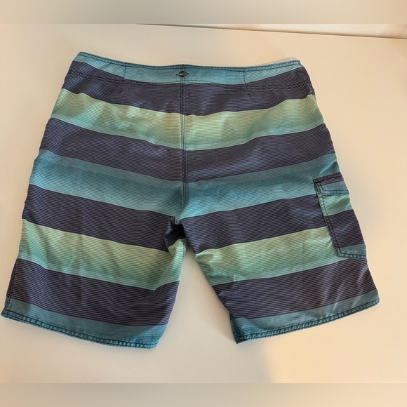 O’Neill Men's Blue and Green Striped Swim Shorts Size 38 - Picture 6 of 7